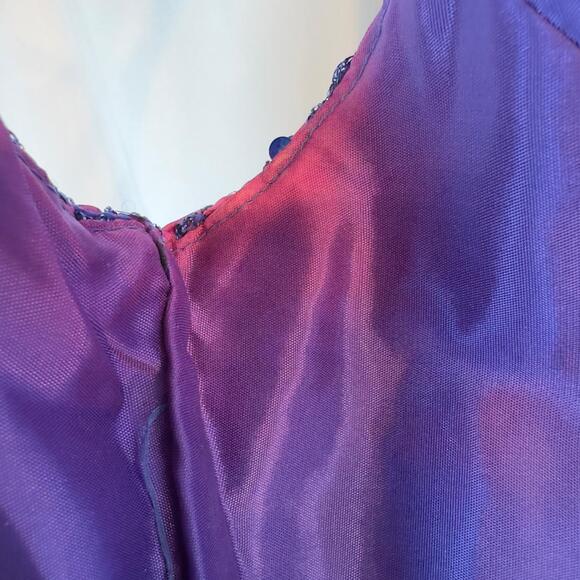 Vintage Purple Sequin Zigzag Mini Dress 11/12 Party Prom Glam 90s - Picture 3 of 10